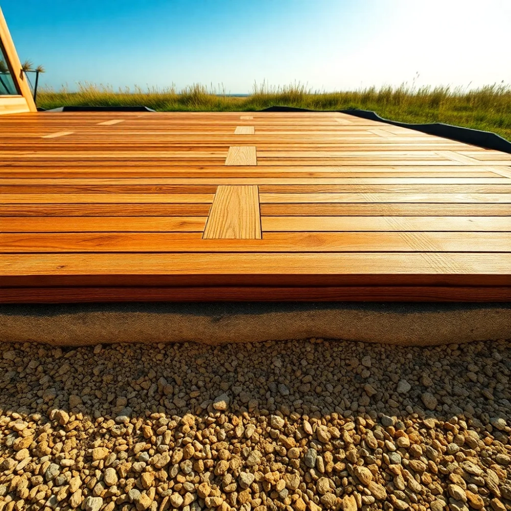 Taras drewniany na gruncie warstwy