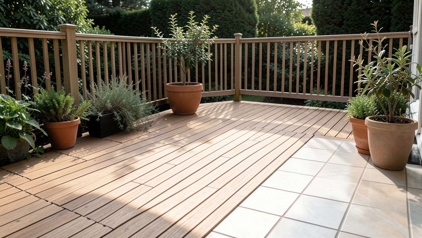 Taras drewniany na płytkach