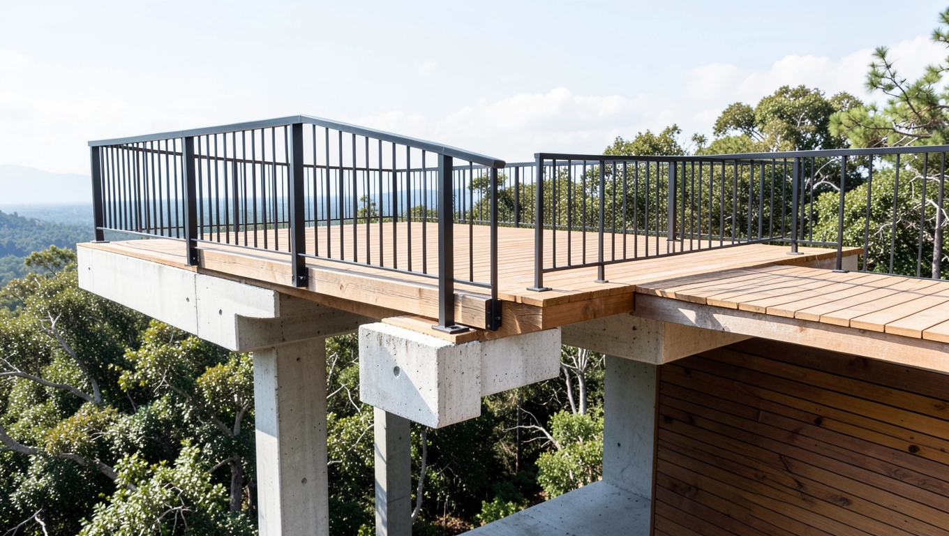 Taras na słupach betonowych