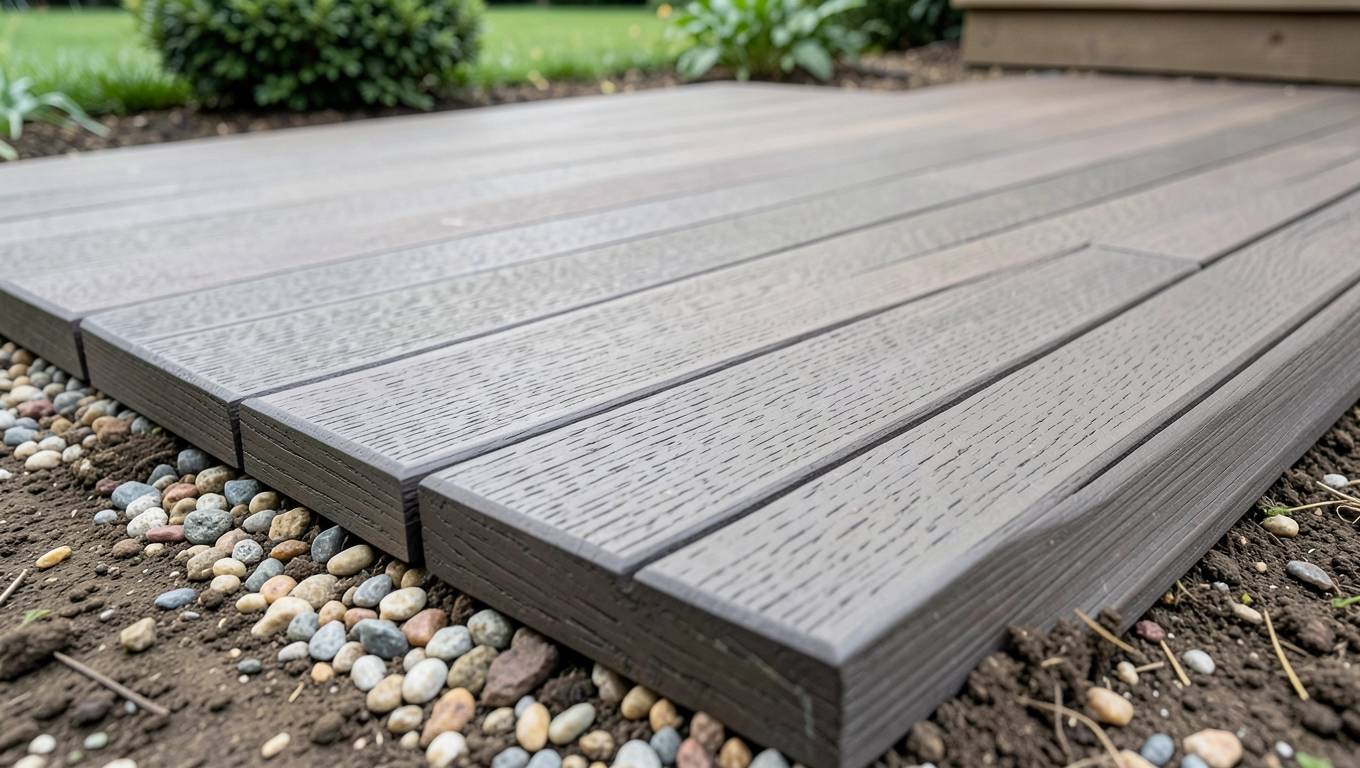 Taras z deski kompozytowej na gruncie