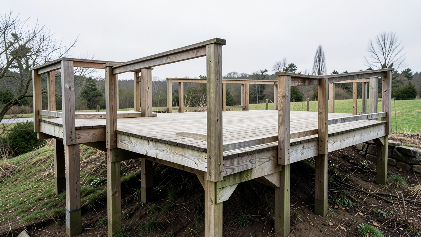 Tarasy drewniane na słupach