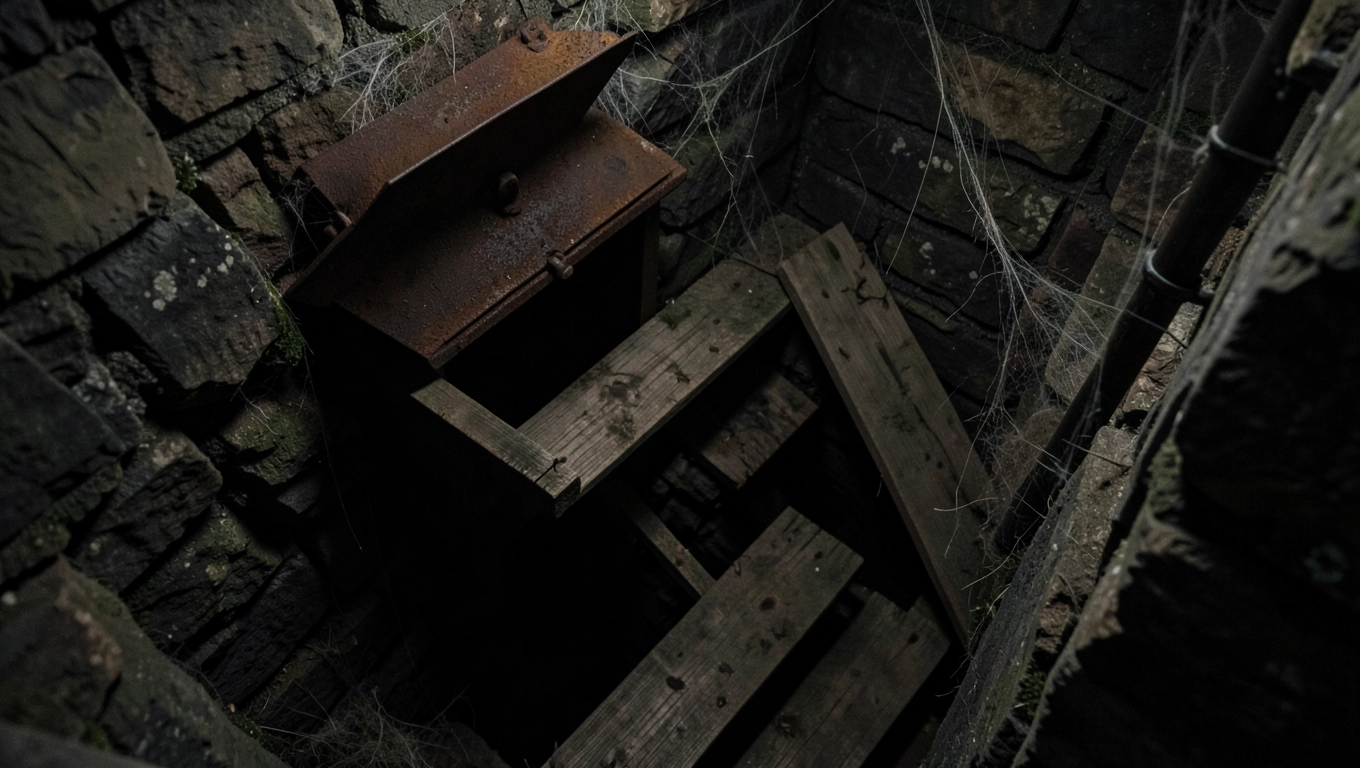 Właz do piwnicy że schodami