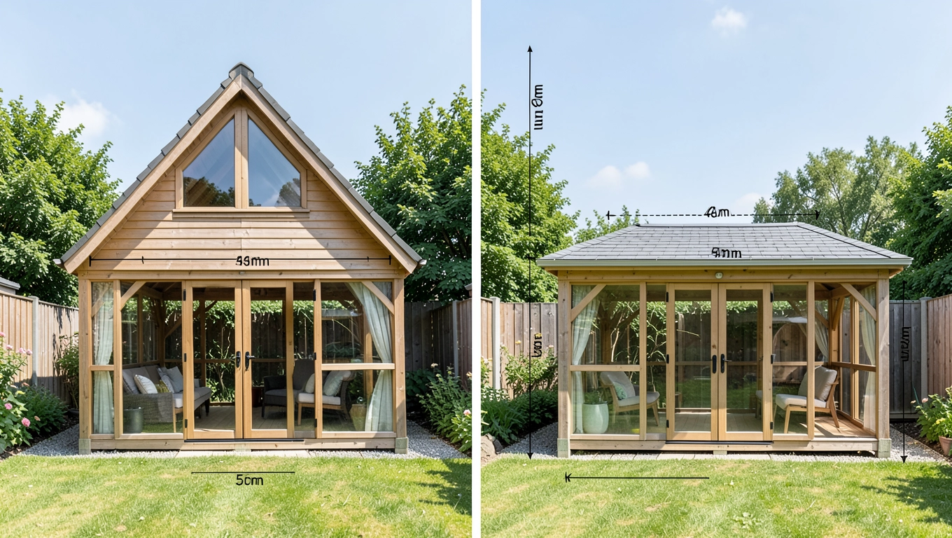 Wysokość altany ROD: 5 m stromy dach, 4 m płaski