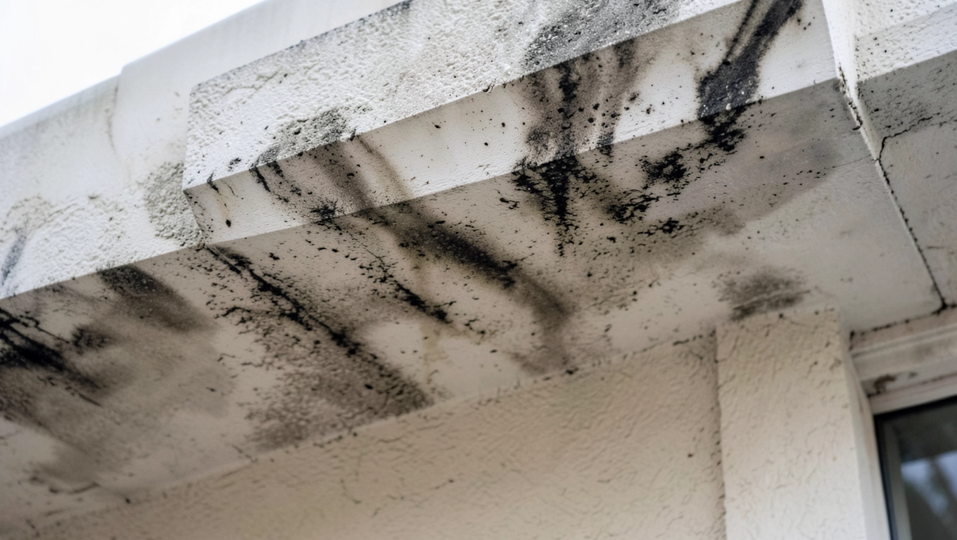 Zacieki na elewacji pod dachem