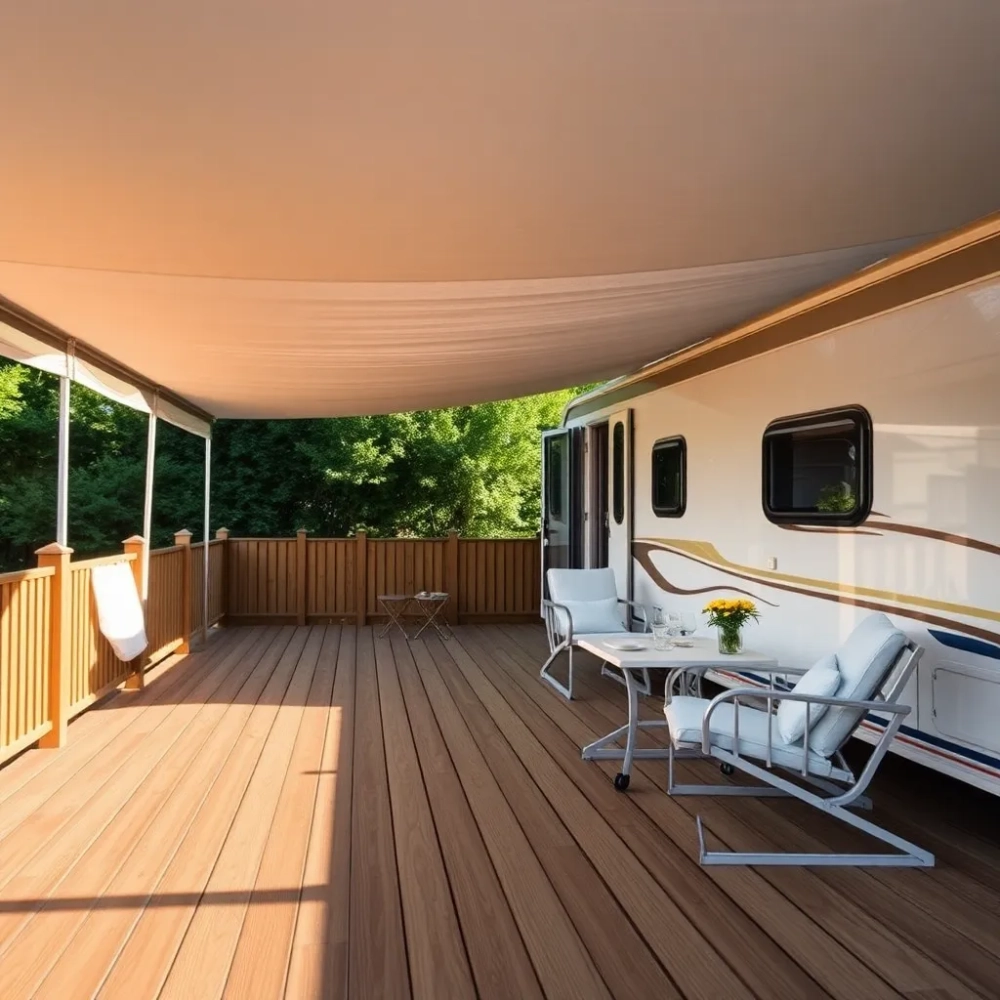 Zadaszenie przyczepy kempingowej z tarasem