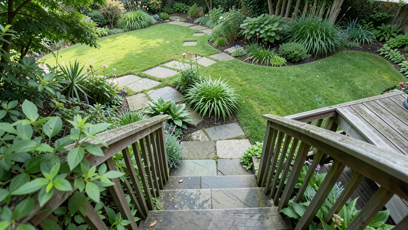 Zejście z tarasu do ogrodu