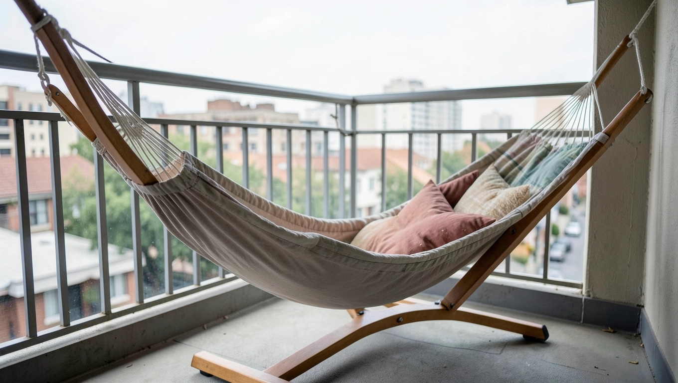 Hamak na balkon ze stelażem