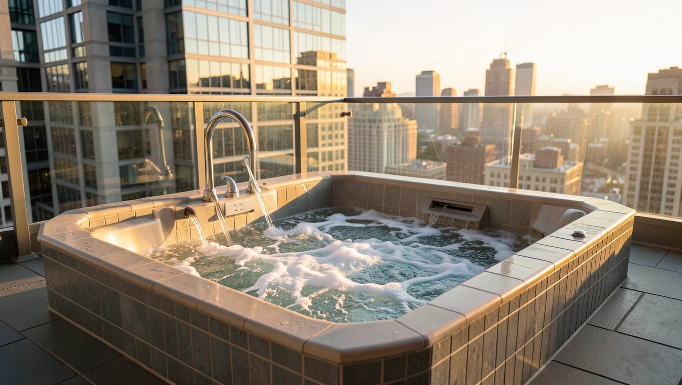 Jacuzzi na balkonie w bloku