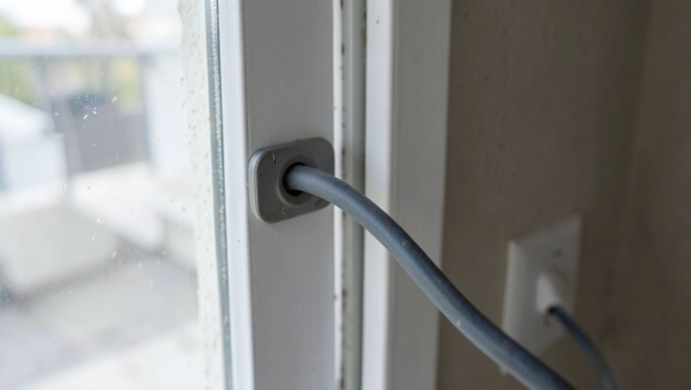 Kabel przez drzwi balkonowe