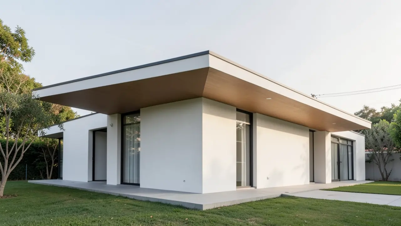 Minimalistyczny dom z płaskim dachem