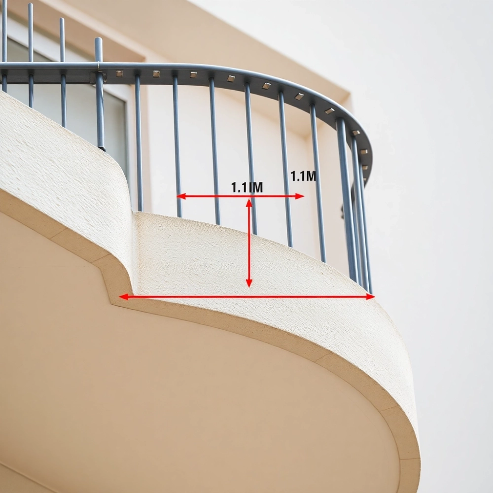 Odległość balustrady od krawędzi balkonu