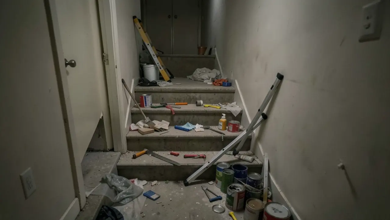 Remont mieszkania a bałagan na klatce schodowej