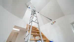 Jak pomalować wysoki sufit nad schodami
