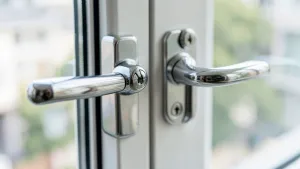 KLAMKA dwustronna do drzwi balkonowych z zamkiem